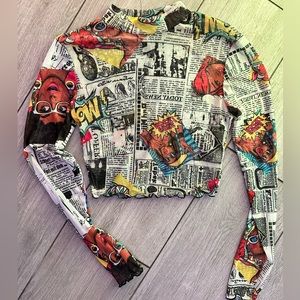 Mesh top news print graffiti